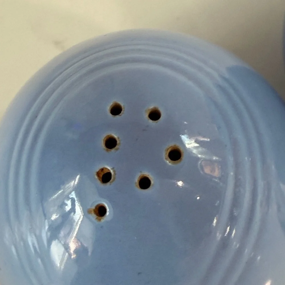 Vintage Hall Rose Parade Blue Ceramic Salt and Pepper Shakers 40s